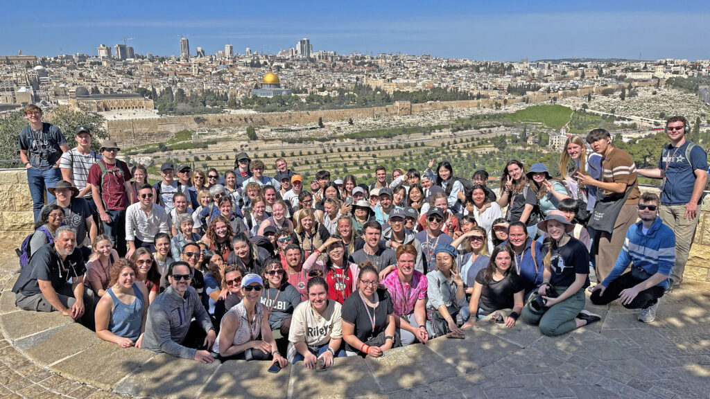 Isreal study tour group photo at Mt. of Olives 2023