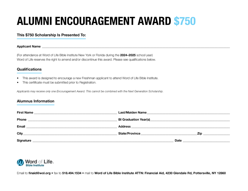 Alumni Encouragement Certificate